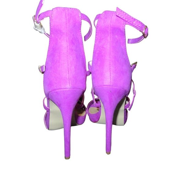 Justfab Gloria Purple Vegan Leather Laser Cut caged pumps size 8 true to size - Picture 4 of 15